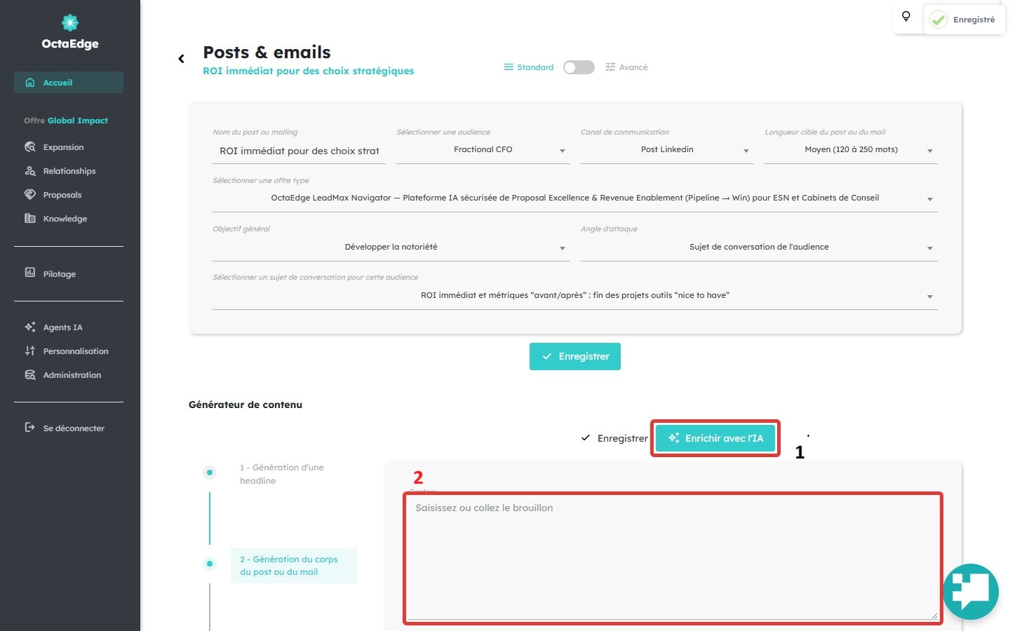 Étape 2 — relecture et enrichissement du corps du post LinkedIn.